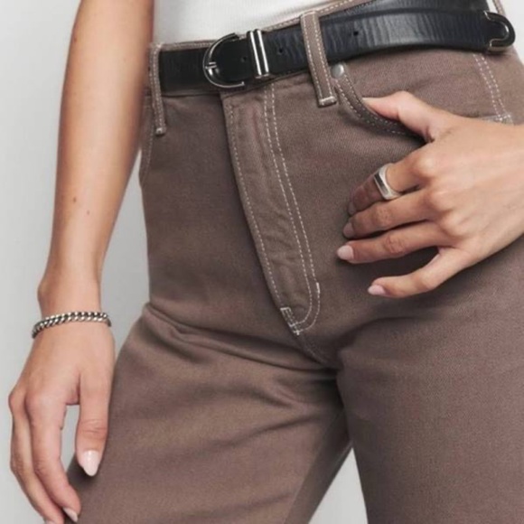 Reformation Brown Cowboy High Rise Wide Leg Jeans - Picture 2 of 7